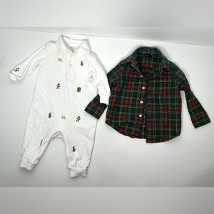 Ralph Lauren EmbroiderEd Design 6 Mon Snap Up Janie & Jack Flannel Designer Baby